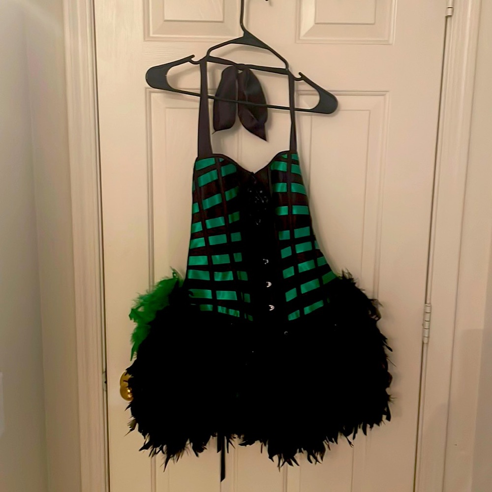 Beautiful green and black burlesque bustier.
